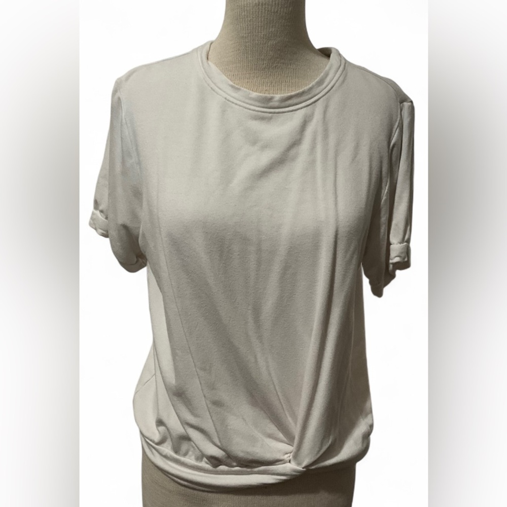 Express White Tie-Detail Blouse M Short Sleeve Work Casual Top
